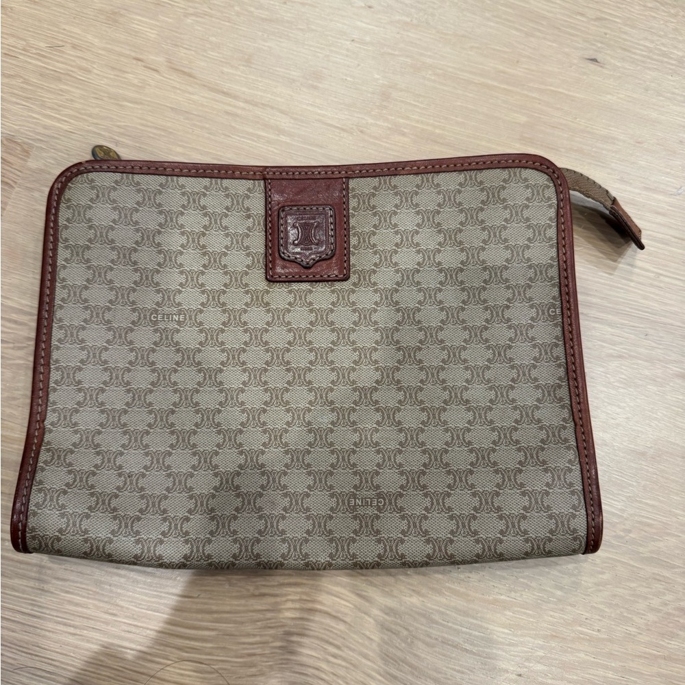 Celine Vintage Beige Macadam Clutch